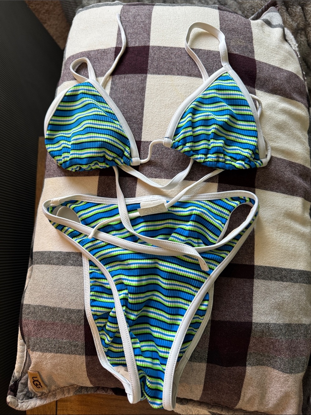 Striped Blue & Green Triangle Bikini Set
